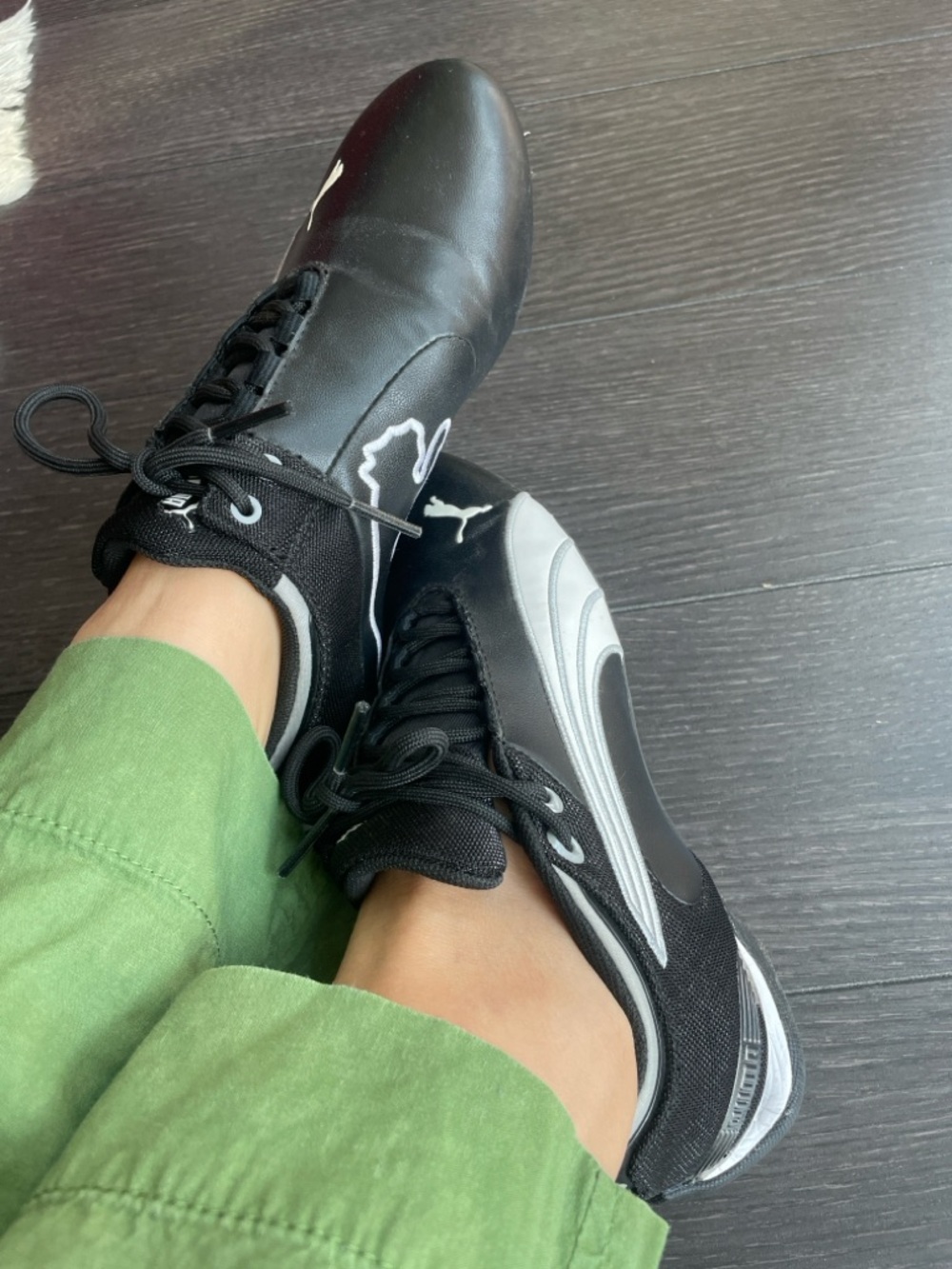 Puma Black and Silver Low-Profile Sneakers